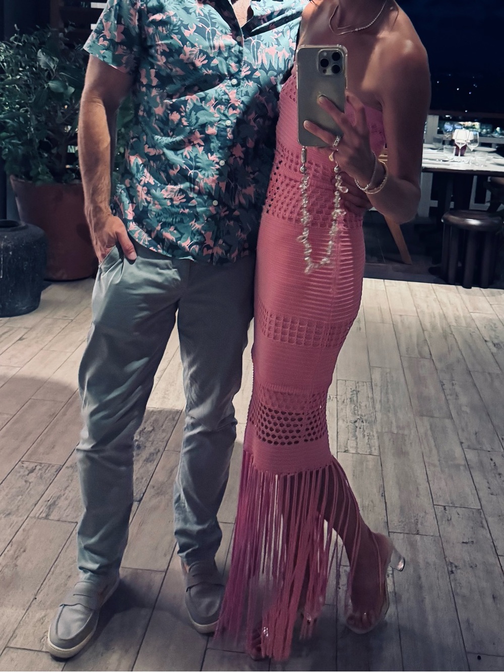 PQ Swim Strapless Pink Crochet Fringe Beach Dress, size XS/S